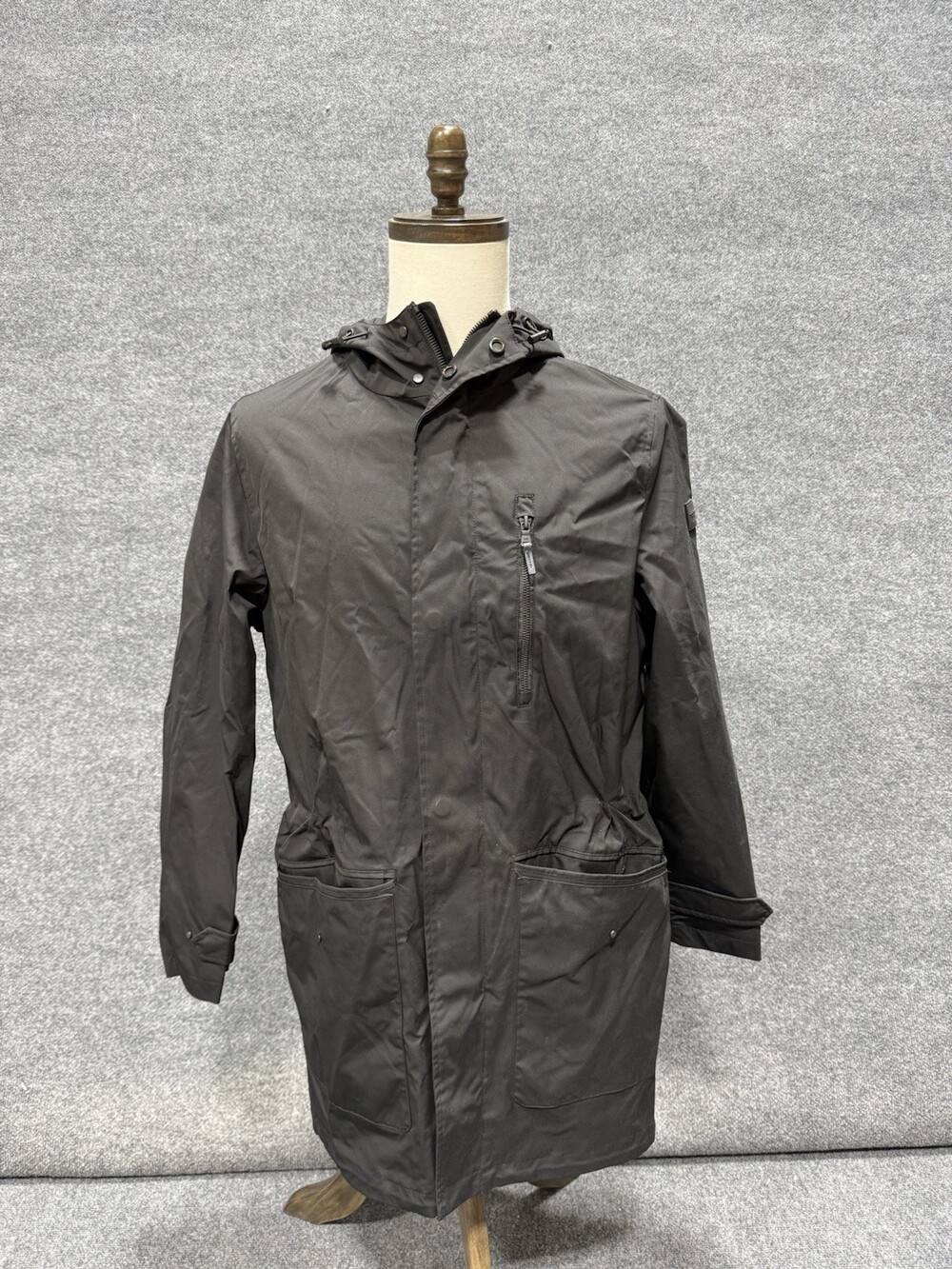 Michael Kors MK Womens Black Hooded Rain Jacket Parka Coat Size XS